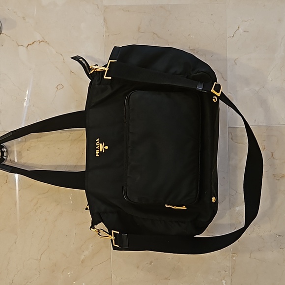 AUTHENTIC PRADA BLACK & GOLD DIAPER BAG BABY PURSE $2300 - Picture 4 of 13